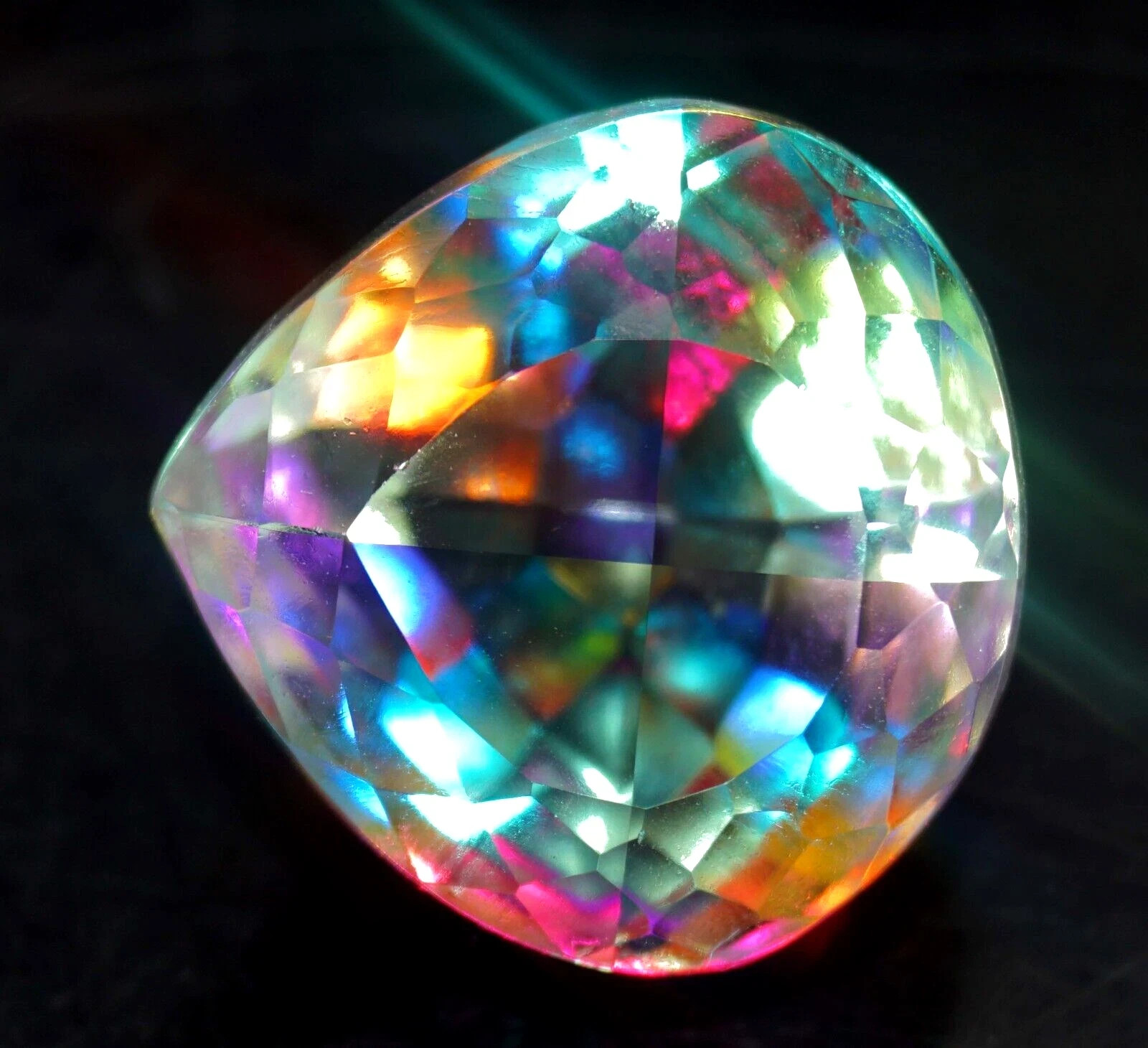100 Ct Natural Mystic Pear Cut Rainbow Color Certified Loose Gemstone