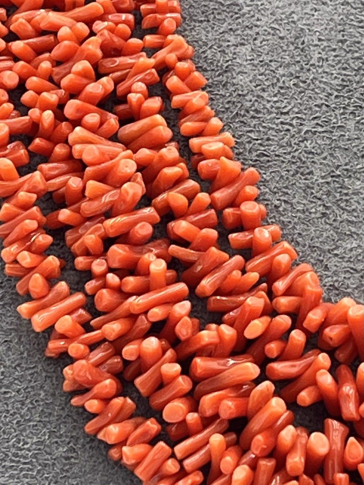 Natural Mediterranean Red Coral Necklace 5 Strands Domes 45-65cm Silver