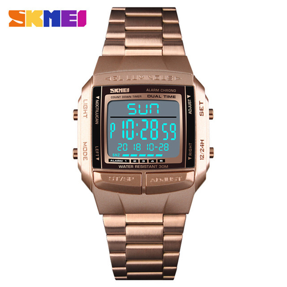 SKMEI Men Sport Watches Electronic Digital Watch LED Alarm Male Steel Wristwatch