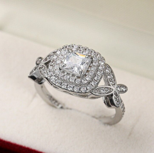 925 Silver Plated Dazzling Ring 2.15 CT CZ Women Wedding Ring Gift For Boyfriend