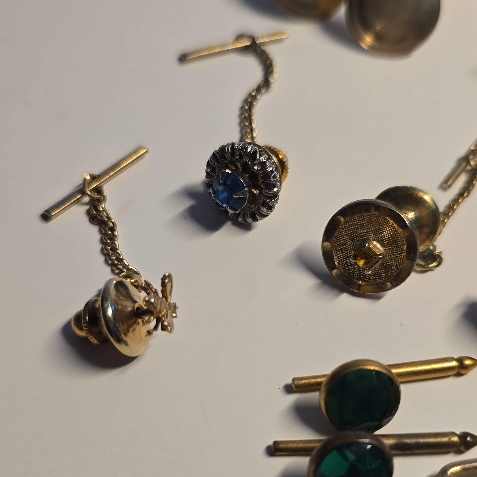 Vintage Pioneer Gold Tone Chain Link Tie Pins, Cufflinks Men’s lot of 19 Fashion