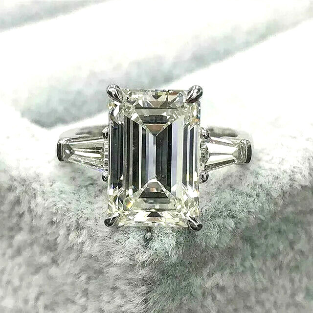 2 Ct Emerald Cut Simulated Diamond Pretty Engagement Ring 14K Gold Finish
