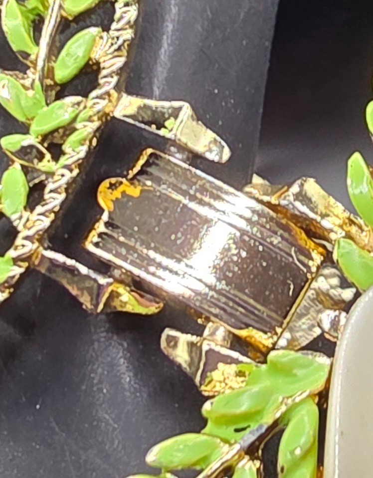 Vintage MCM Lucite Bracelet & Clip Earrings Set Gold Tone Pearlized Cabochons