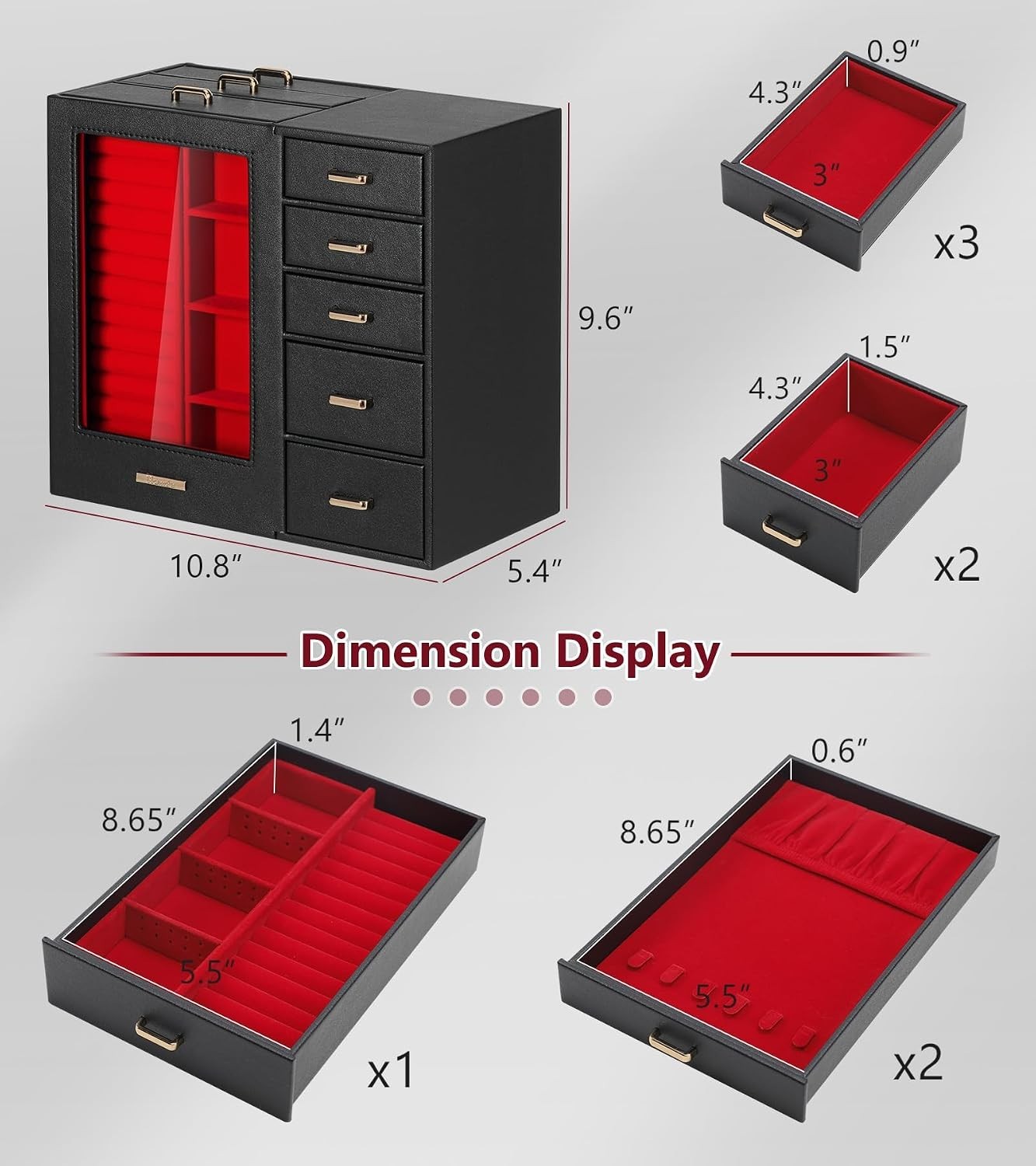 Elegant Large Jewelry Organizer with Glass Window & Velvet Lining – Ideal Gift