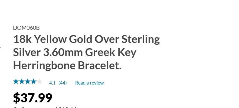 18K yellow gold over sterling silver 3.6MM Greek key herringbone bracelet NEW