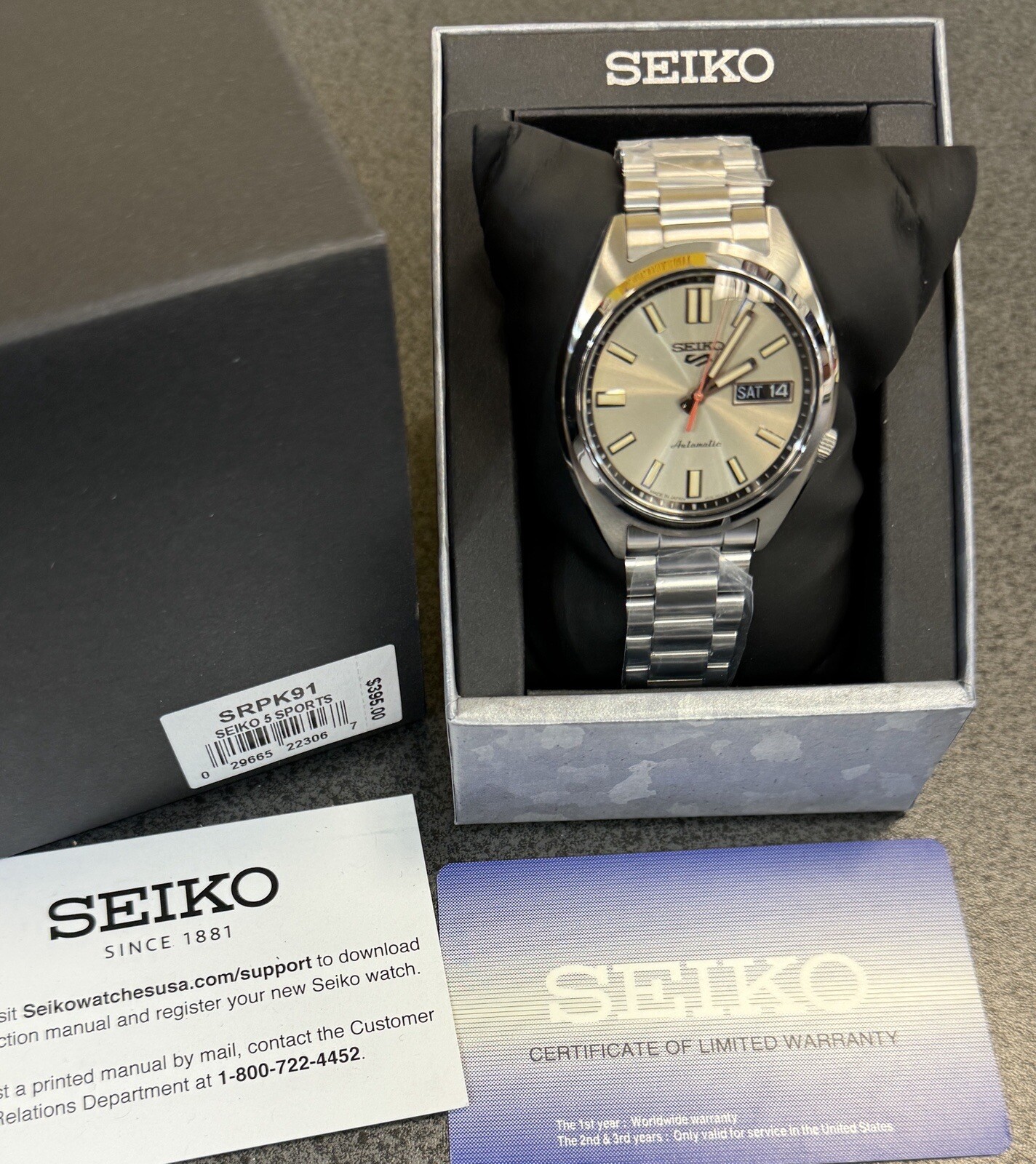 Seiko 5 Sports Automatic SNXS Series Classic Ivory Dial Watch SRPK91 Japan NWT
