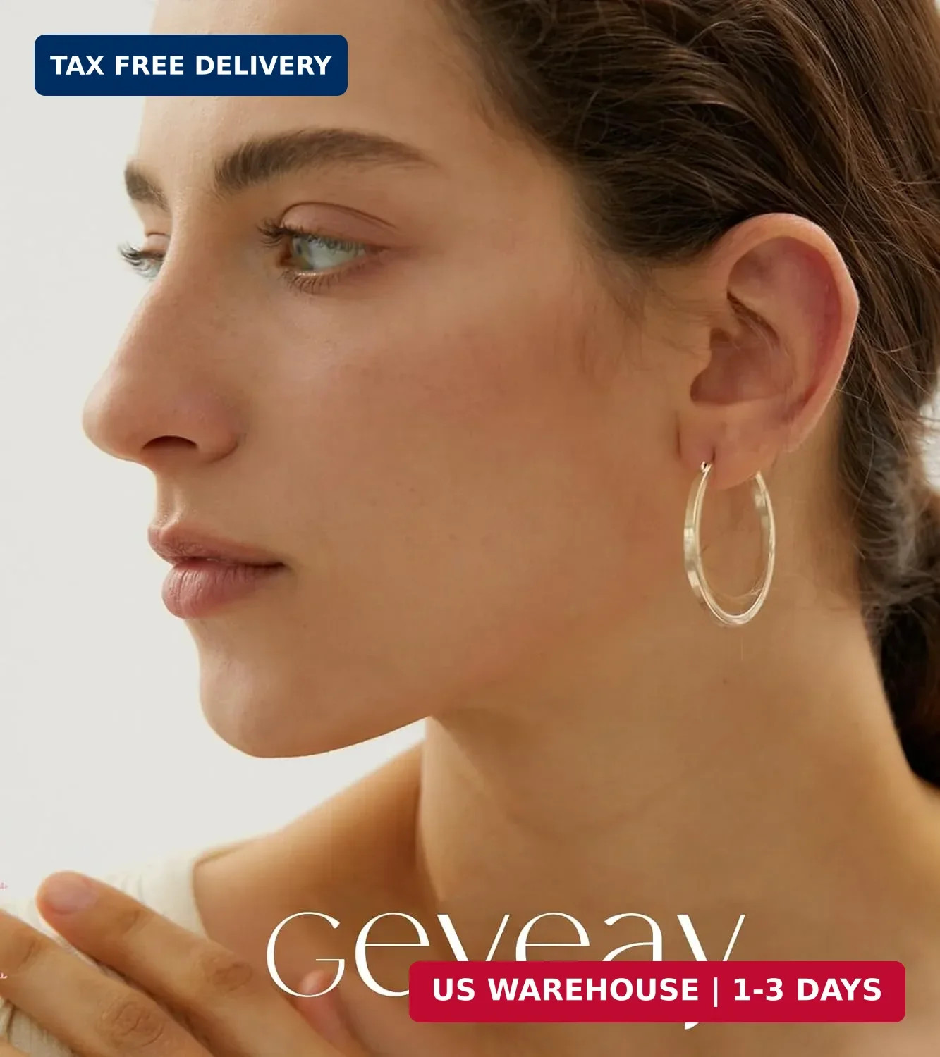 S925 Sterling Silver Post Hoop Earrings for Women Large Lightweight Silver Hoop