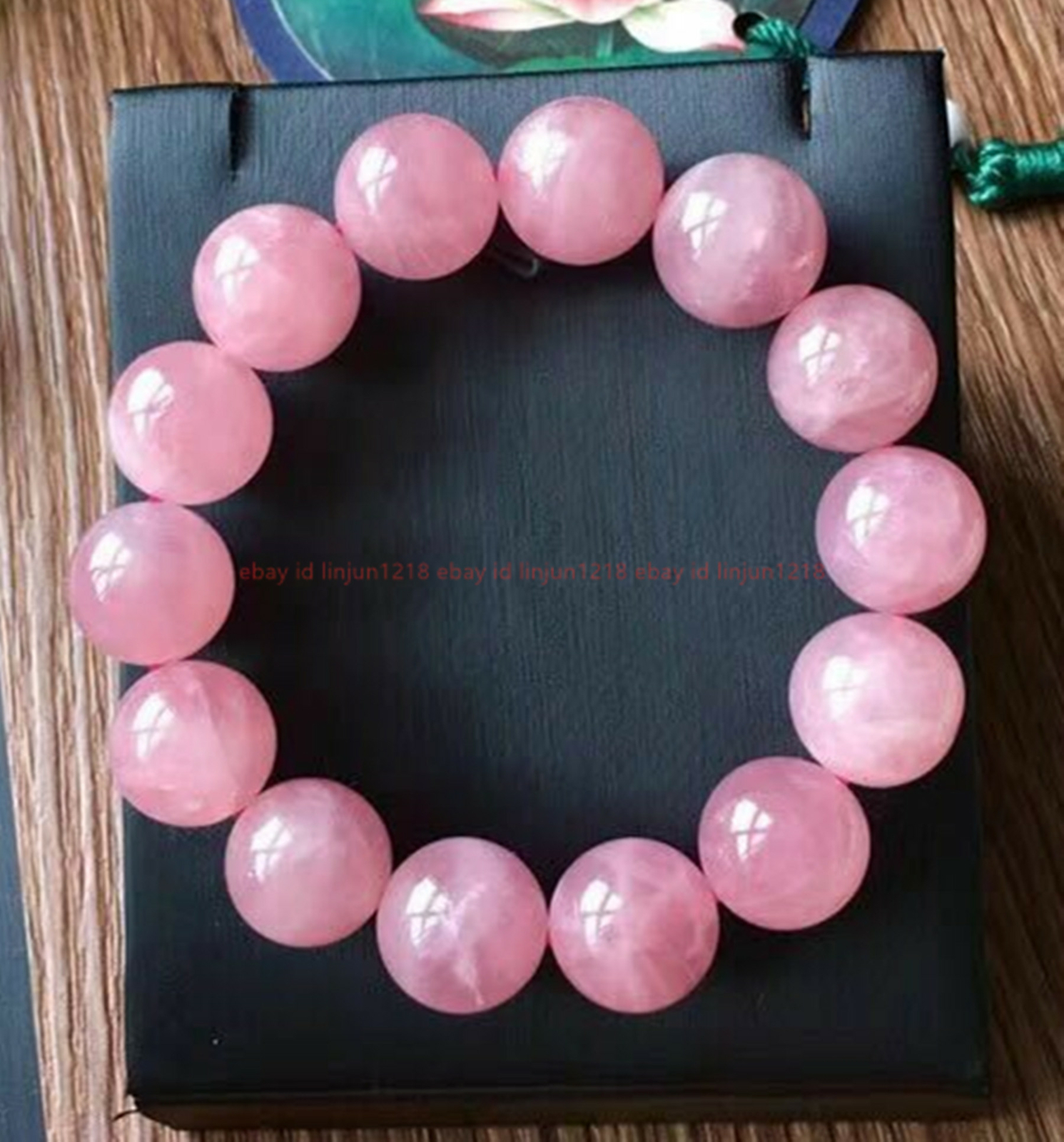 100% Genuine Natural 14mm Pink Quartz Gemstone Beads Stretch Bracelet 7.5″