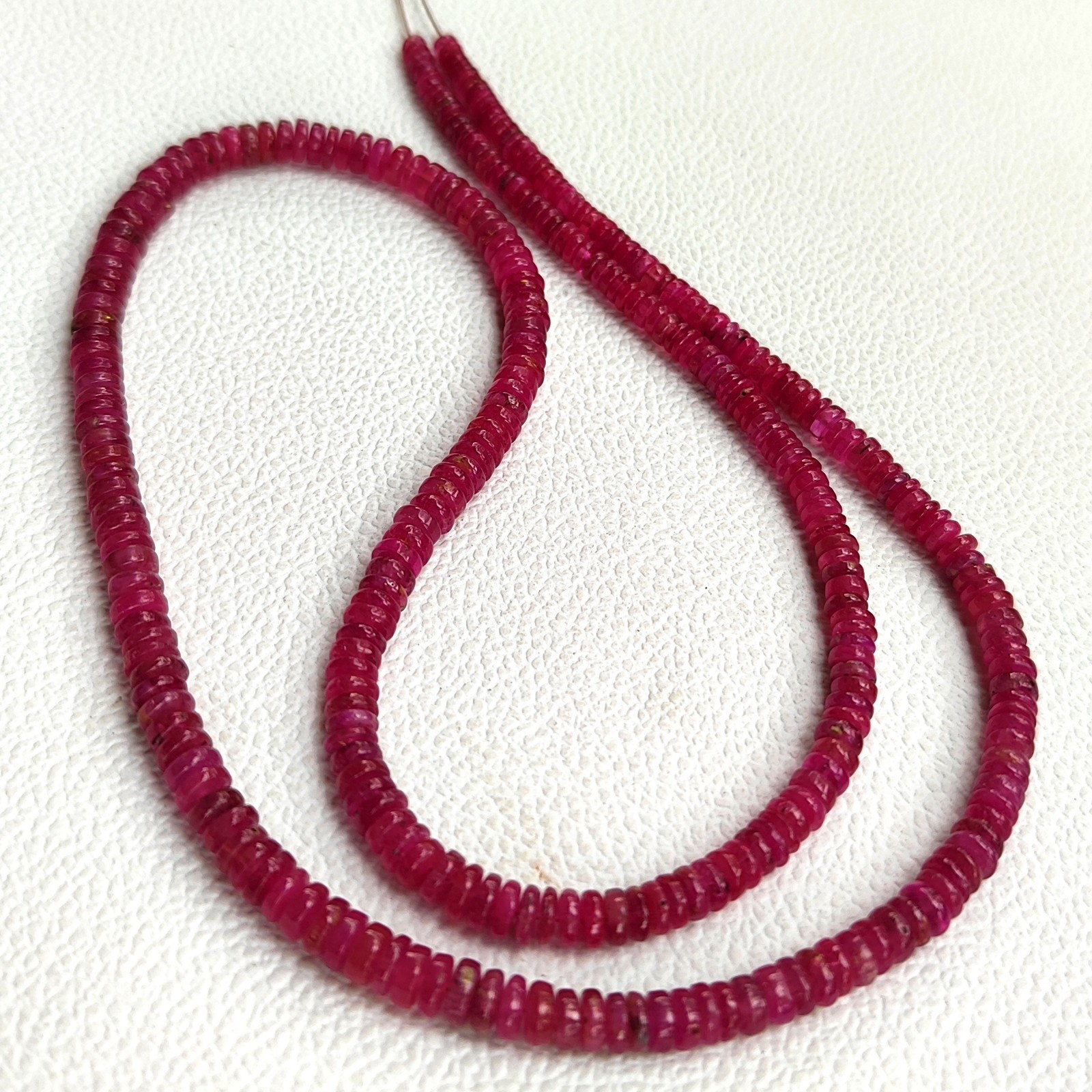 Natural Myanmar Ruby 3.5-5mm Heishi Smooth Beads Strand 23″ Genuine Burma Gems