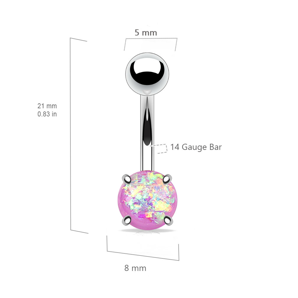 14G Solitaire gem Belly Button Navel Ring Surgical Steel Barbell Stud Piercing