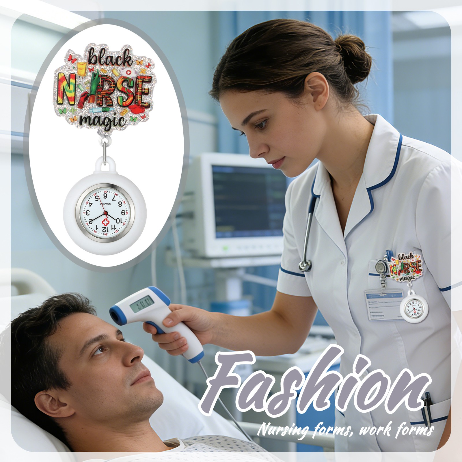 Funny Cartoon Medical Clip On Pocket Watch Silicone Stretchable Fob Nurse Watch