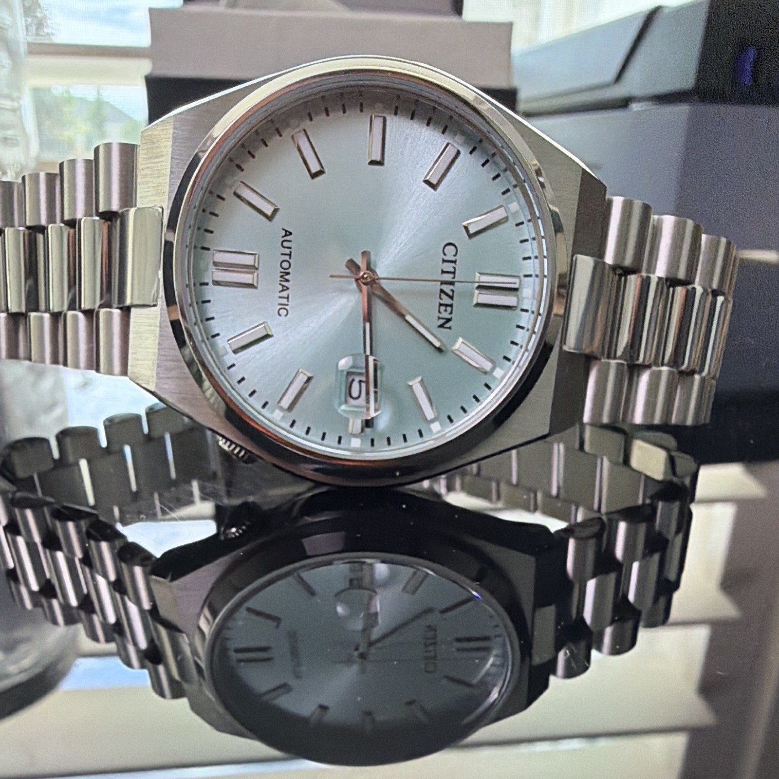 Citizen Tsuyosa Automatic Blue Sunburst Dial 40mm Steel Bracelet 50m Date
