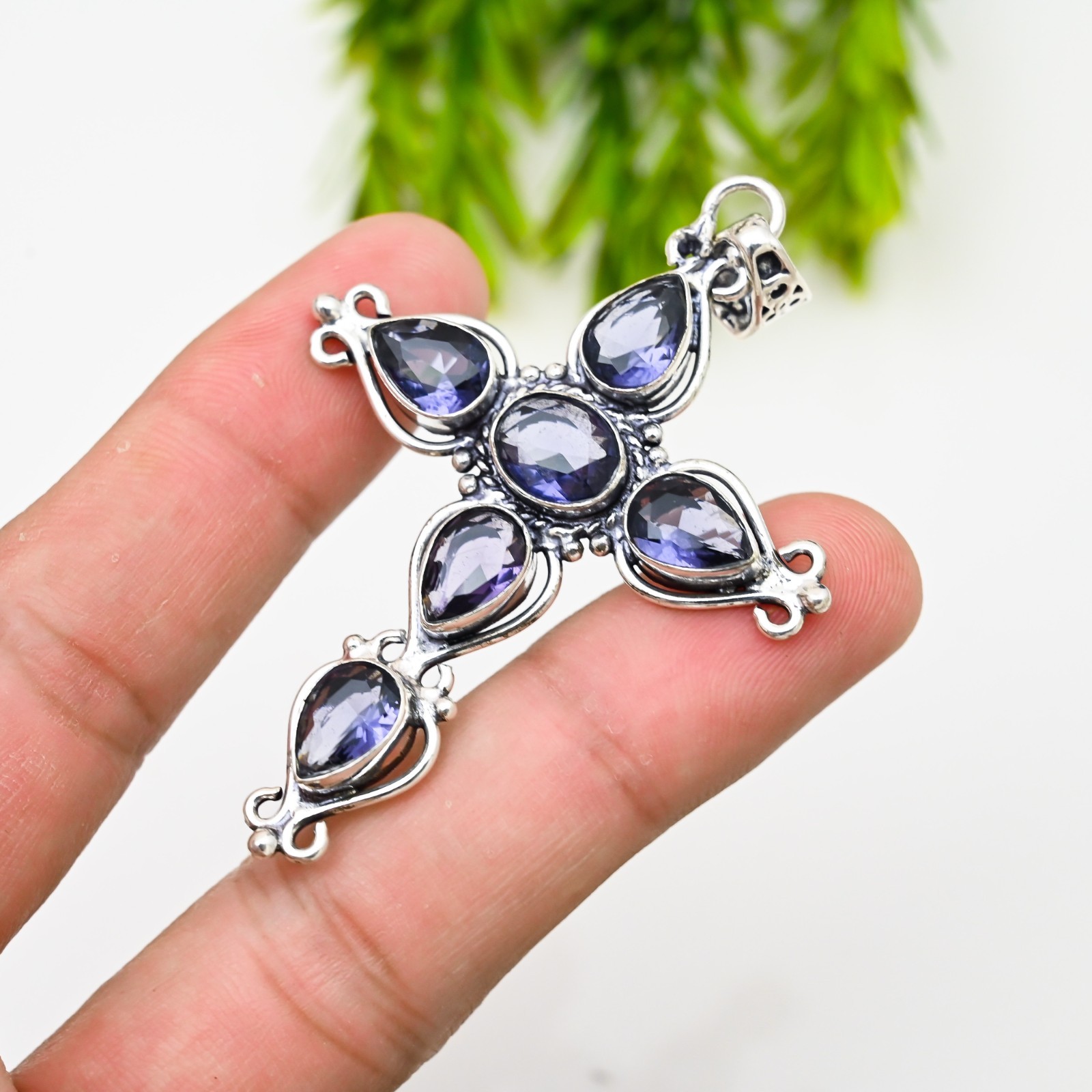 Iolite Gemstone Handmade 925 Sterling Silver Jewelry Pendant Gift For Love