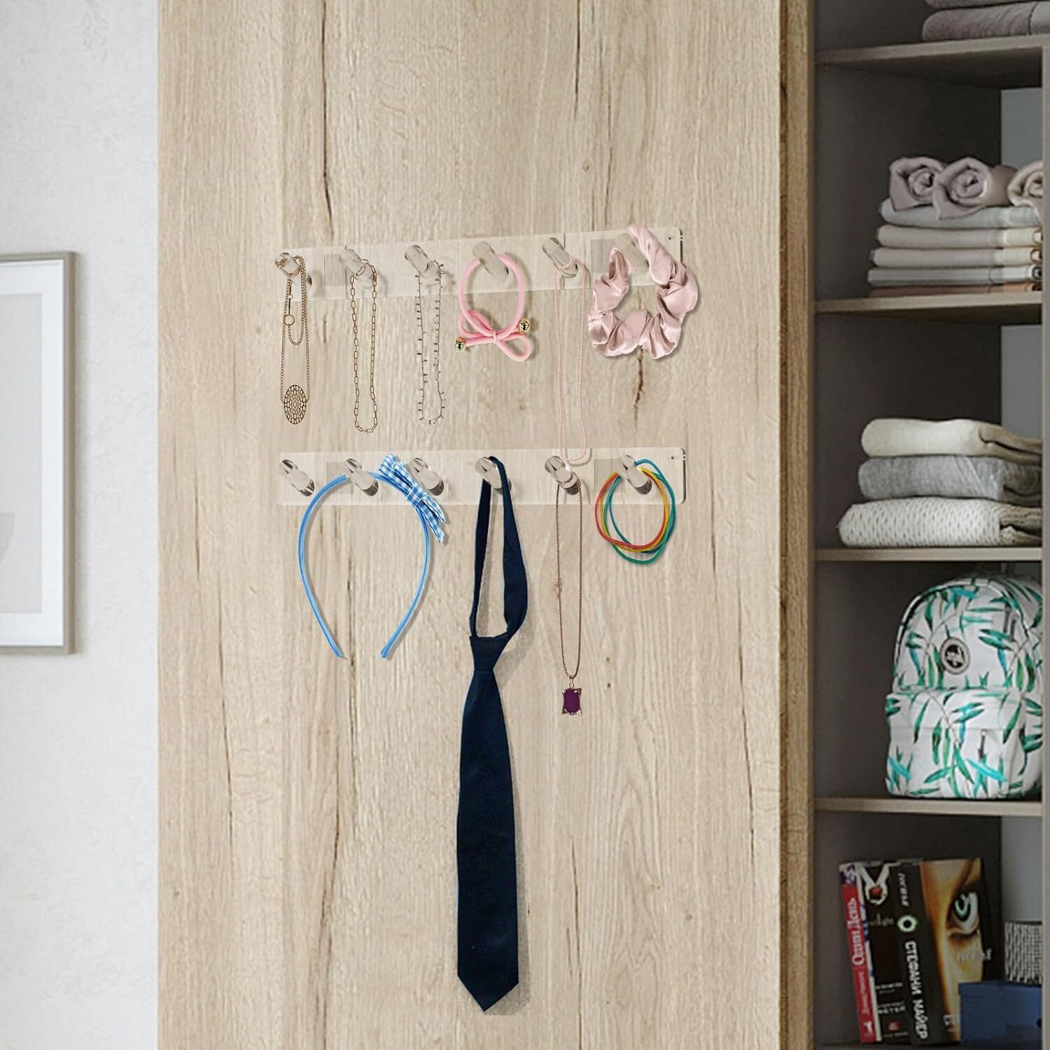 MaxGear Acrylic Necklace Holder 2 Pack, Wall 1″D x 11.3″W x 1.4″H, Clear