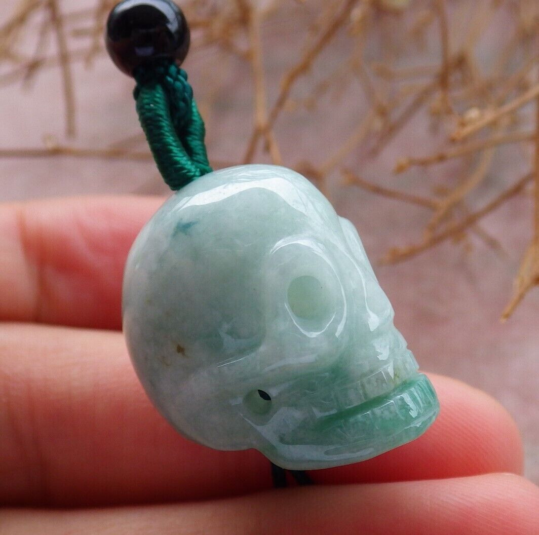 Video Certified Green Natural A Jade jadeite pendant Human Skull Head 骷髅头 408160