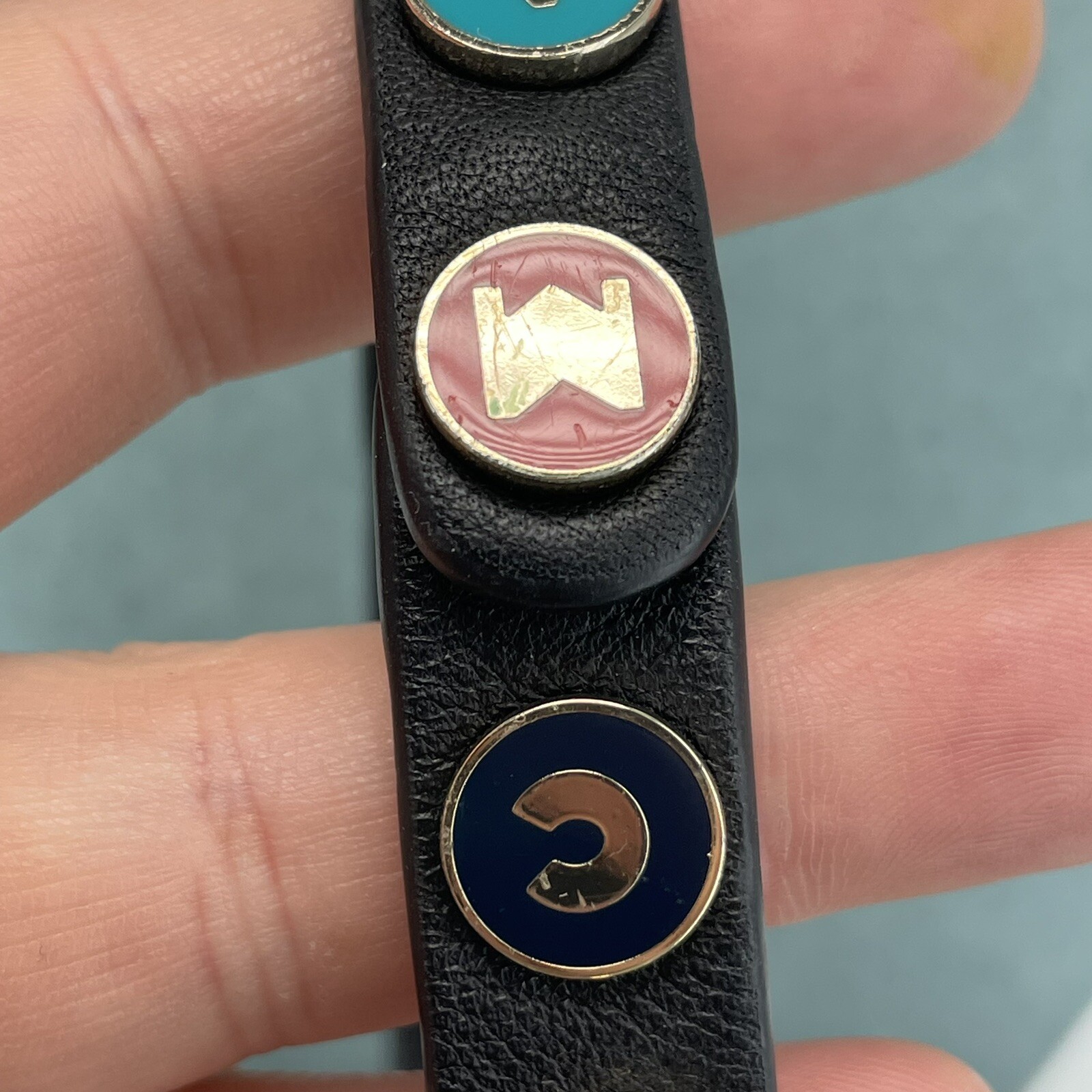 Marc Jacobs choker necklace black leather multicolour enamel spell out RETRO Y2K