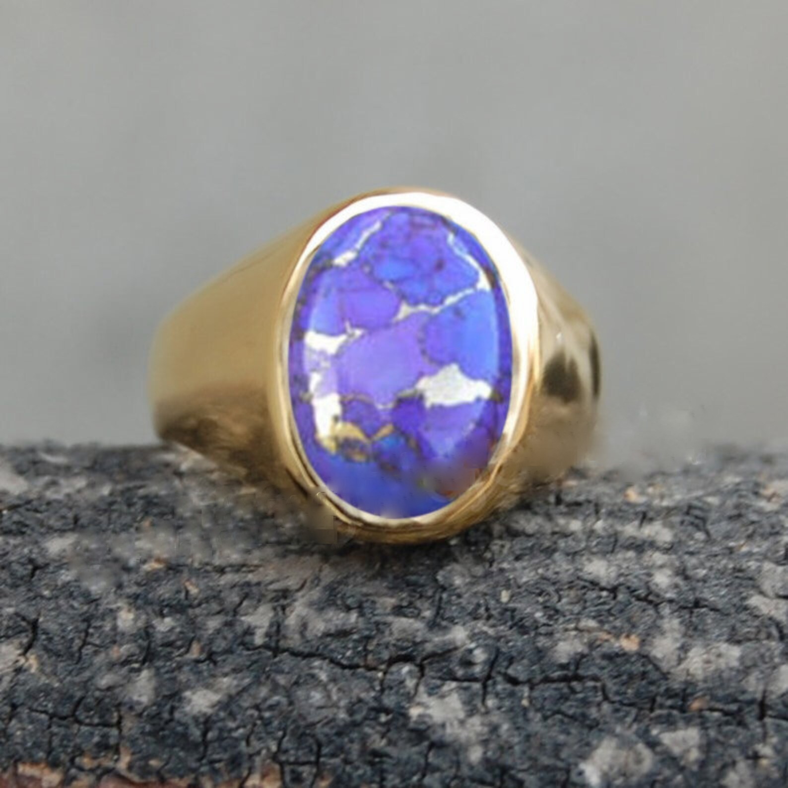 Solid 925 Sterling Silver AA Natural Copper Turquoise Gemstone Men’s Unisex Ring