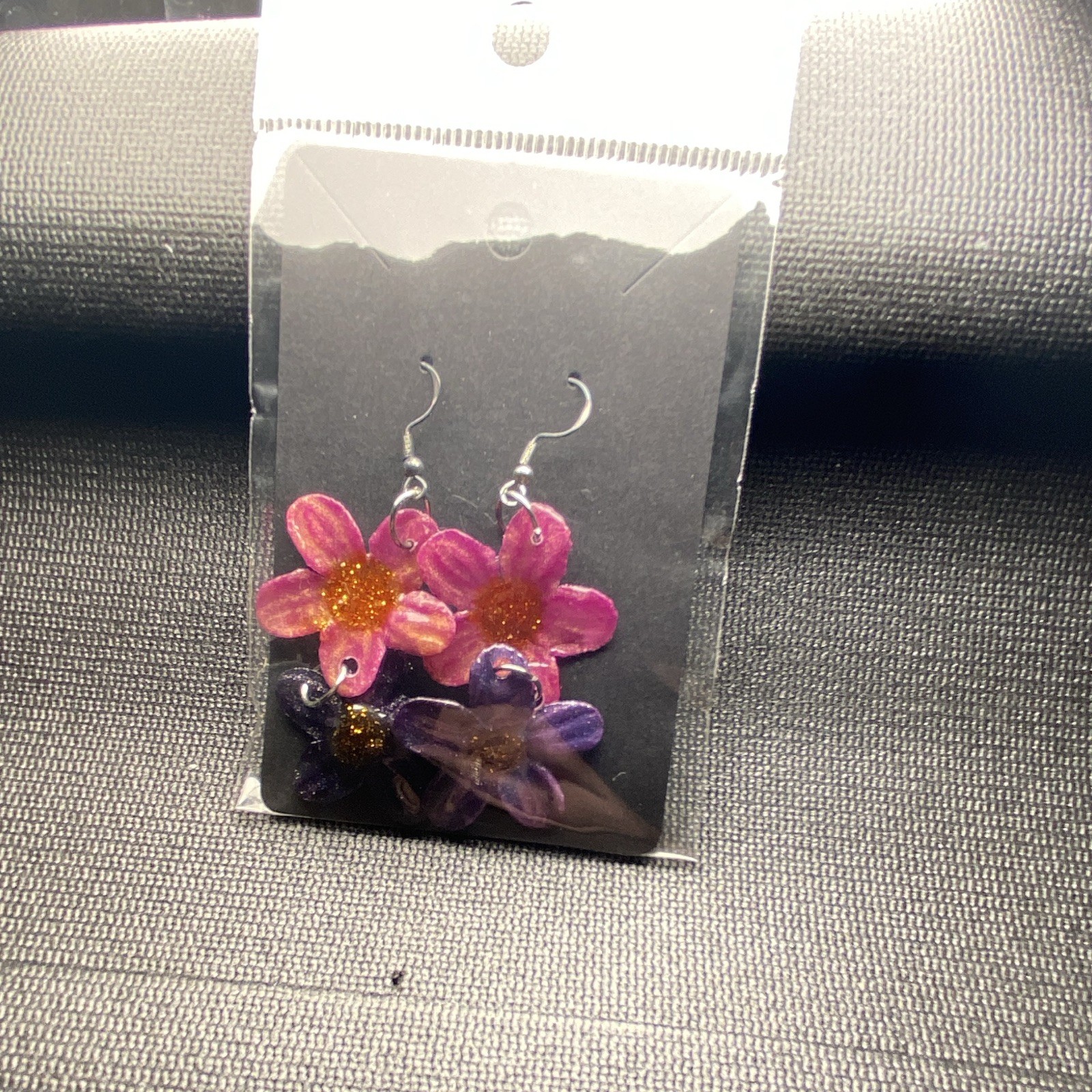 Multicolor Resin Flower Dangle/Drop Hook Earrings for Lobe No Stone