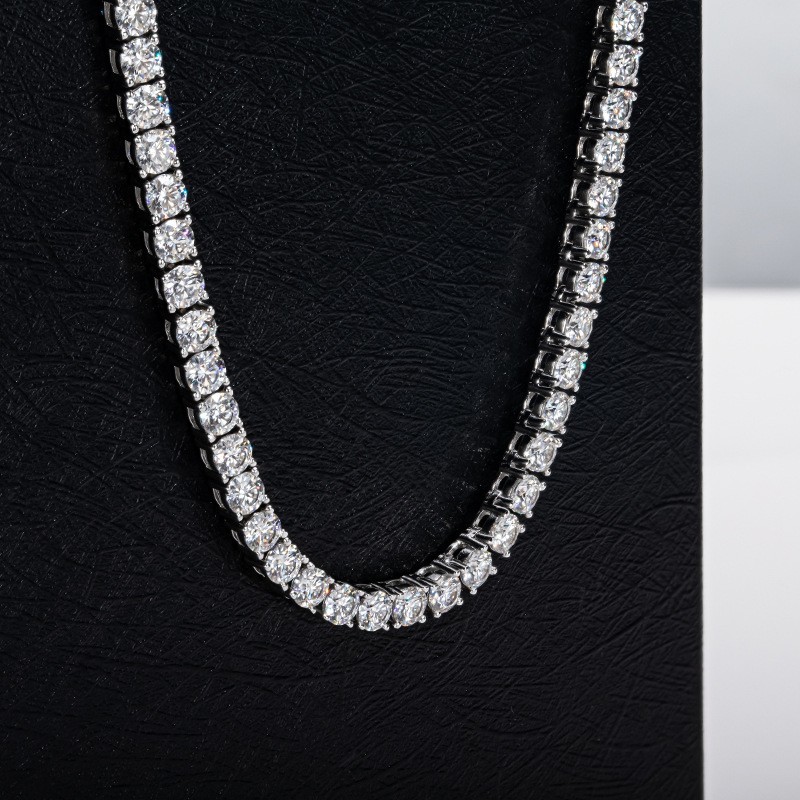 3MM MOISSANITE 925 Silver Tennis Chain Necklace – VVS D Color – Passes Tester