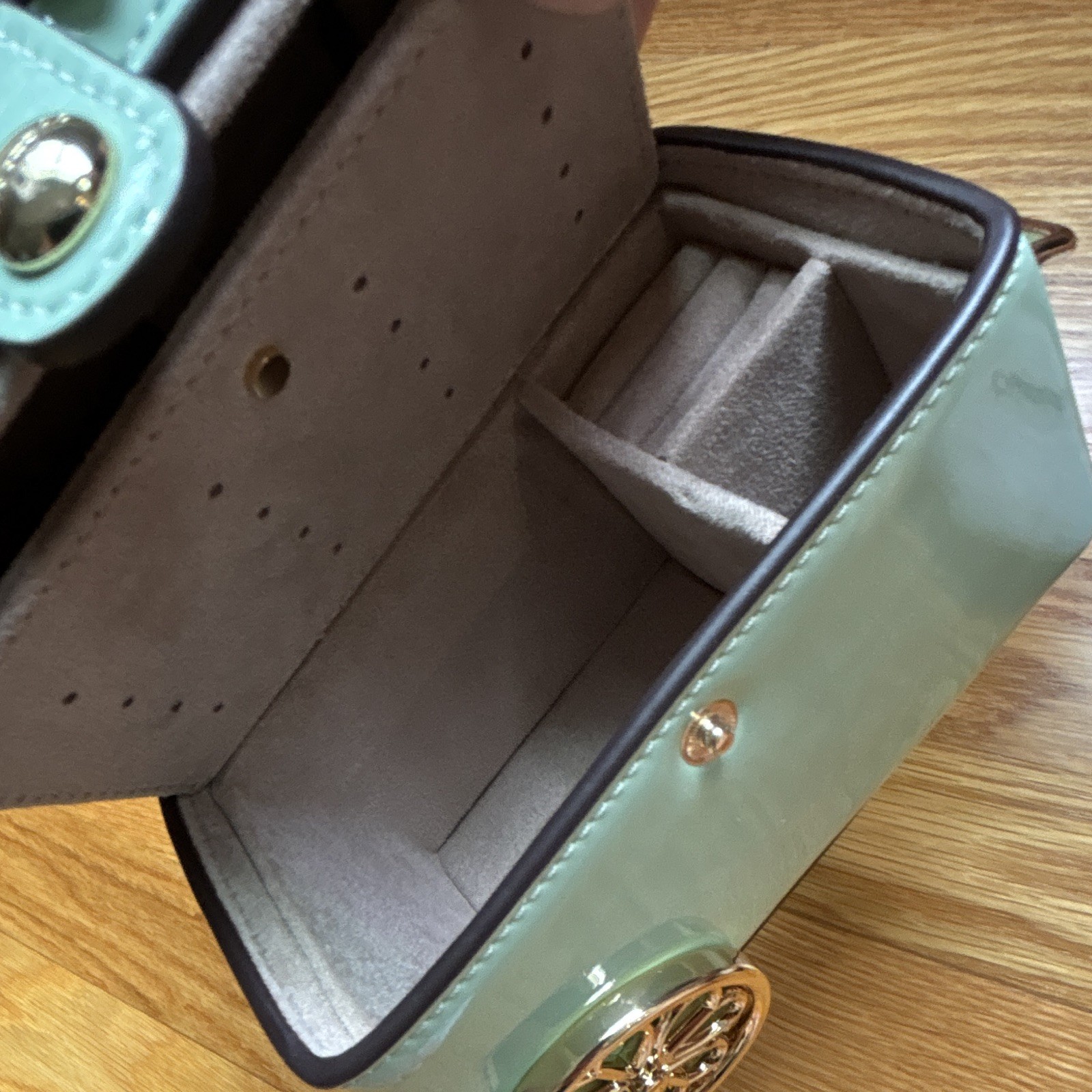 Kate Spade Floral Novelty Jewelry Box, Faux Leather Lined, Green White Yellow