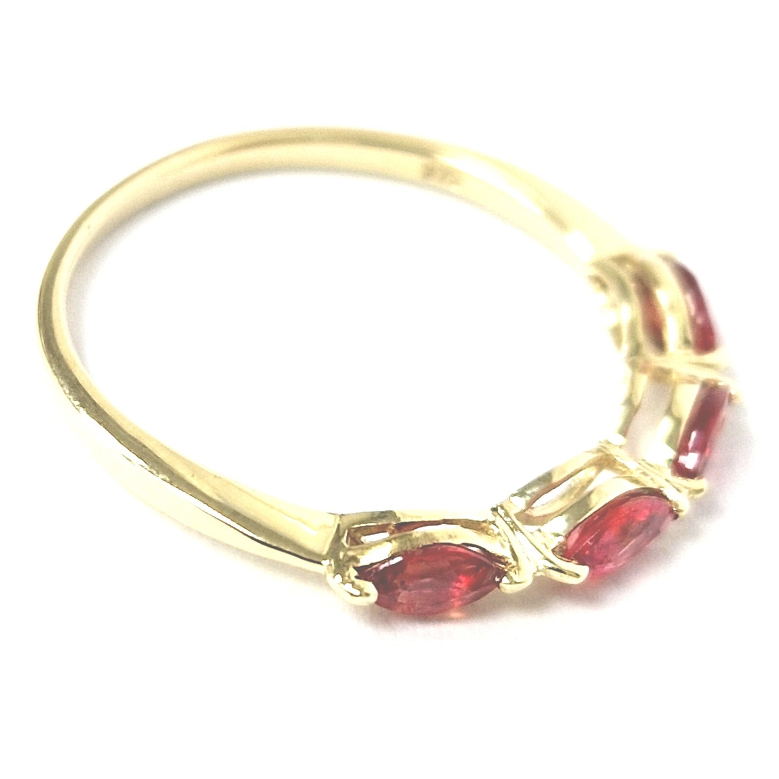 9ct Gold Blood Orange Zirconia Ring Size O Band UK Hallmarked 1.1g