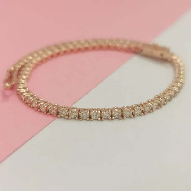 14k Yellow Gold Women’s Propose tennis Bracelet 6.60CT Round Cut Natural Diamond