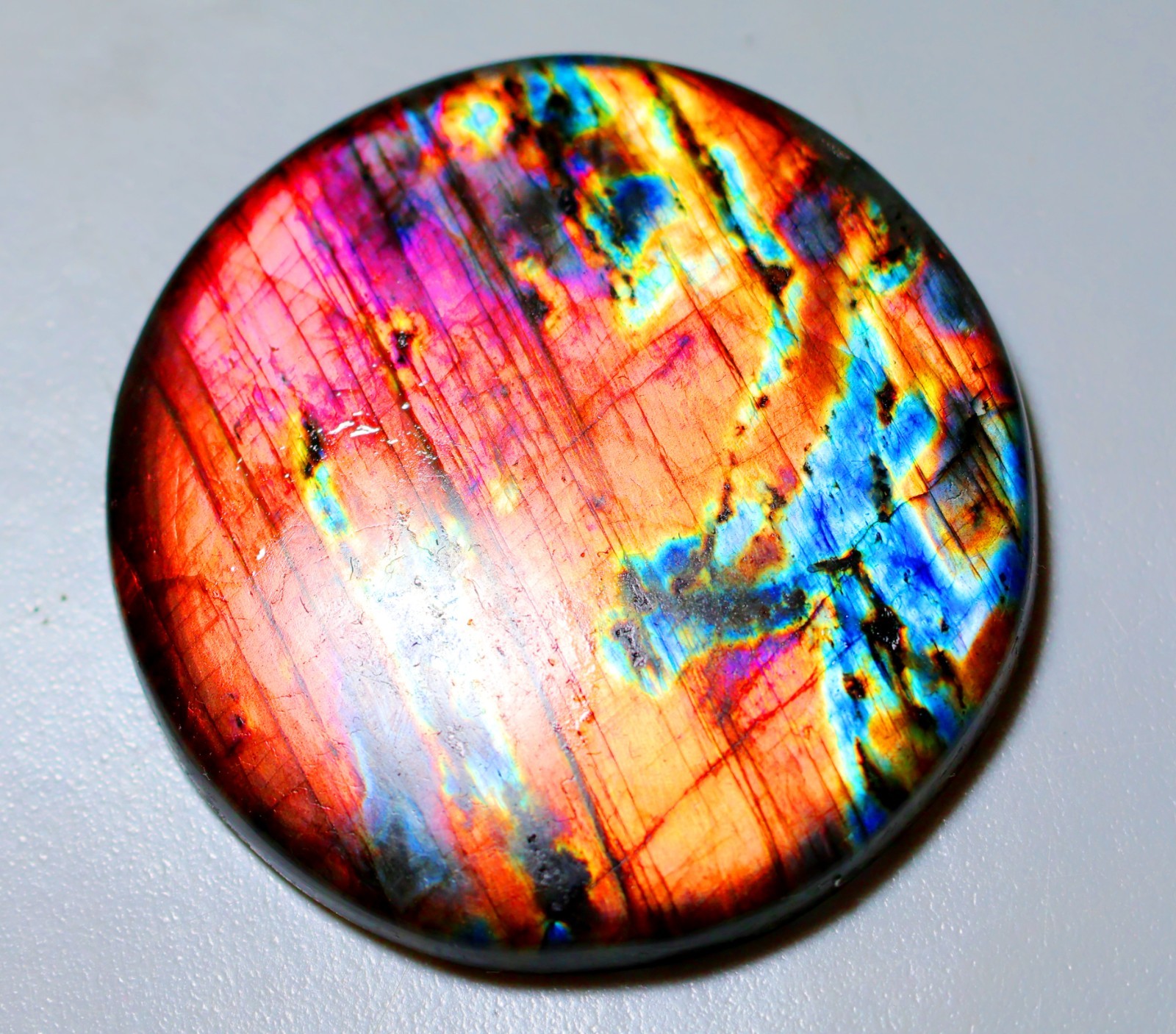 106 Ct 6X42X42 mm Natural Purple Fire Labradorite Round Cabochon Gemstone SK-249