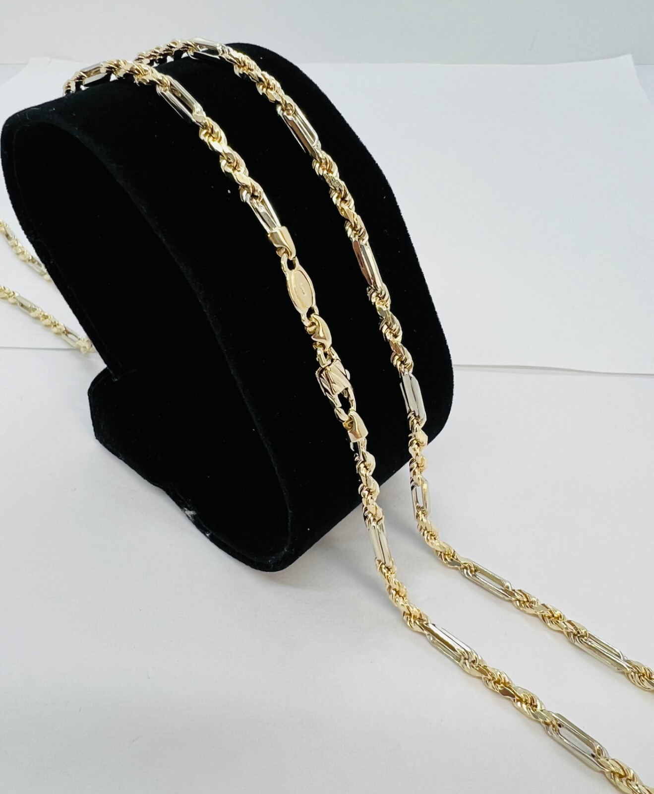 14K Gold Two Tone Figarope Chain Necklace Men’s/Women’s 3mm 16″-26″