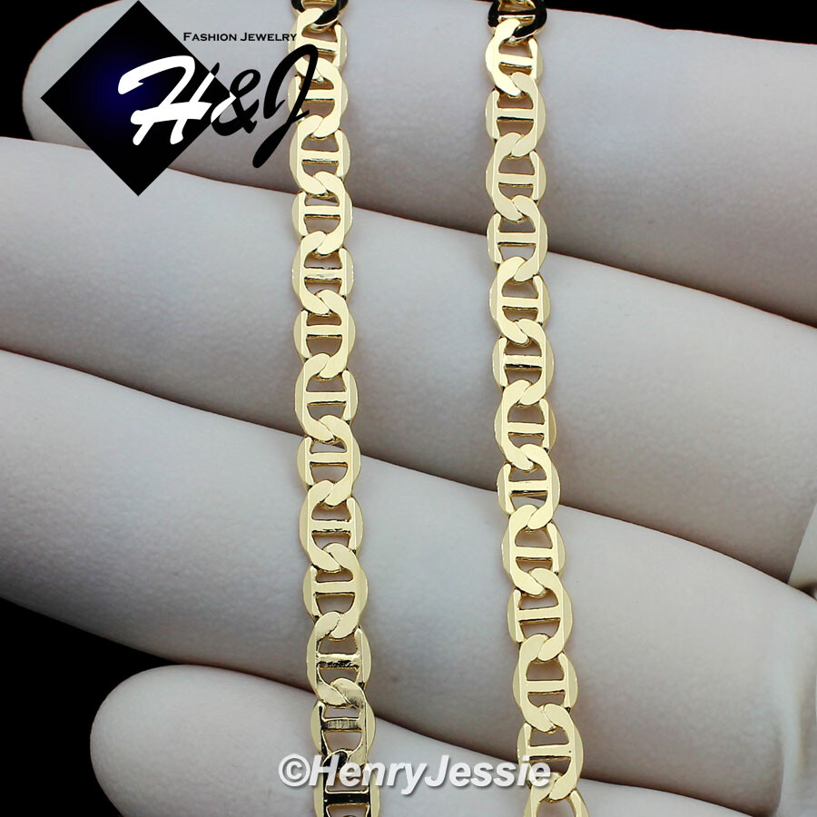 24″MEN WOMEN 18K Gold Filled 4mm Gold Puffed Mariner Link Chain Necklace*GFN2