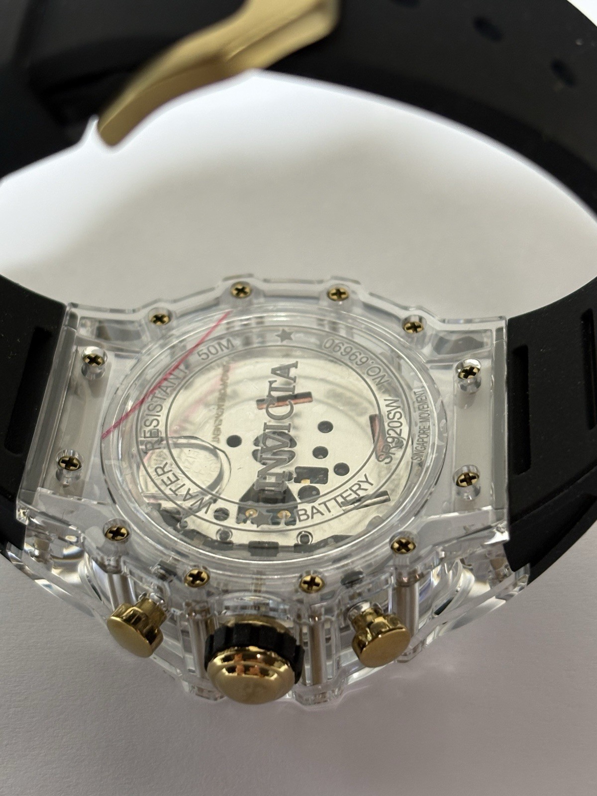 Invicta Racing Vaulthan Men’s Black Transparent 44mm Quartz Watch 69690 NIB