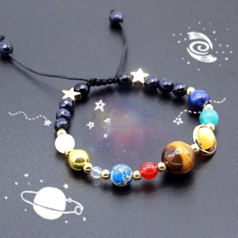 Cosmic Galaxy Solar System Bracelet Natural Stone Resin Beads Adjustable