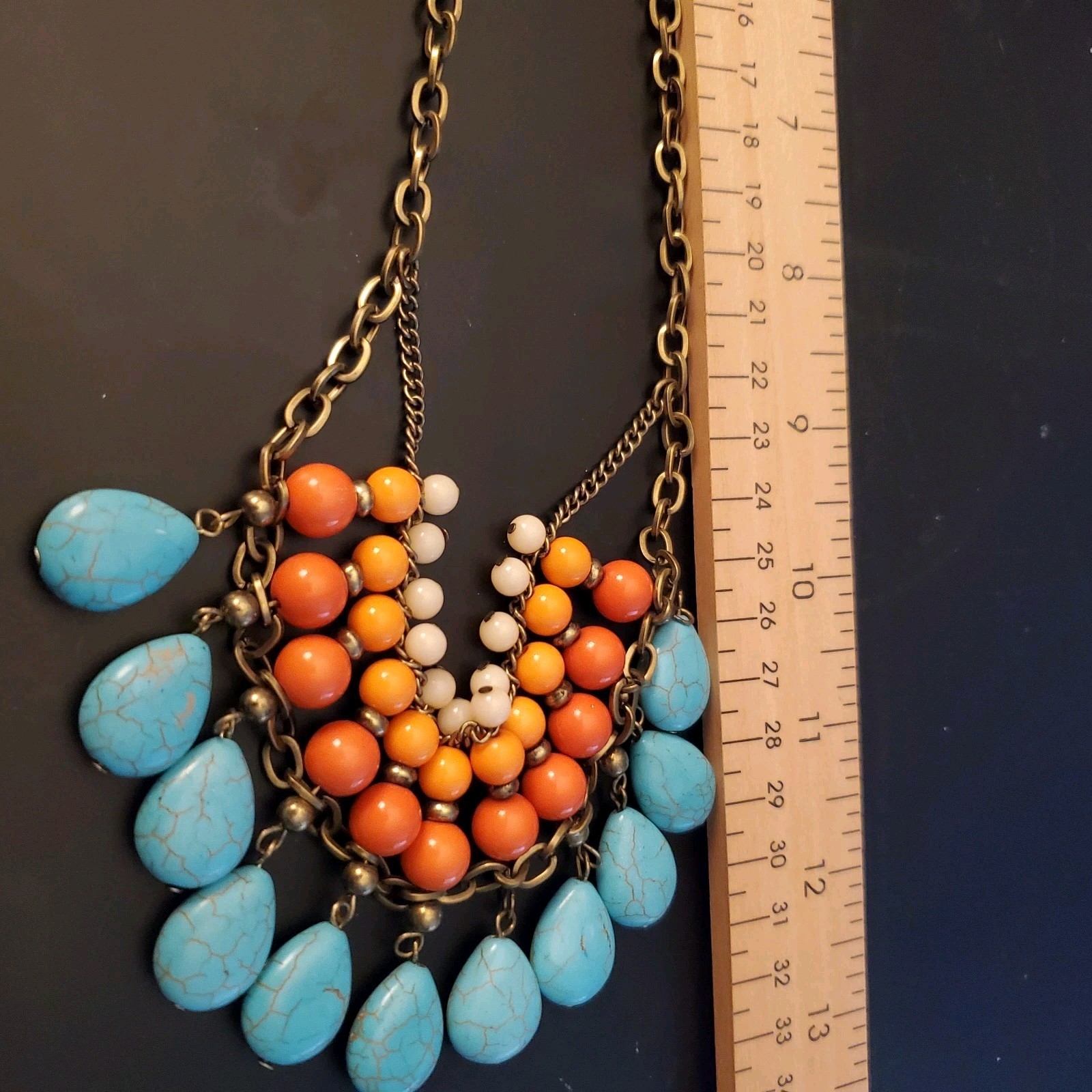 Collar Style Necklace “SUNSET” Genuine Dyed Howlite Premier Designs Chunky EUC
