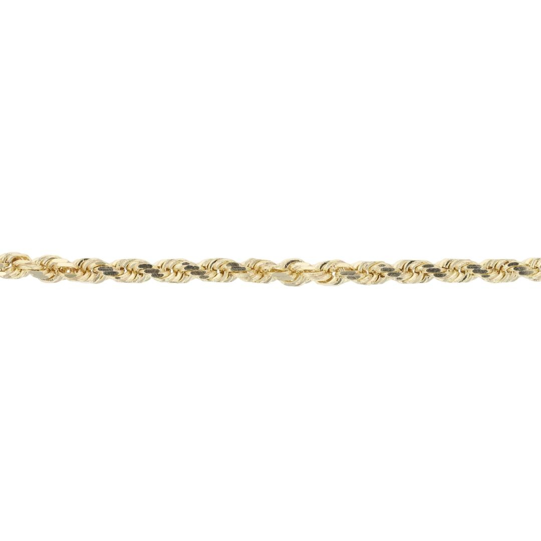 2.4mm Rope Link Chain 7″ Bracelet 14k Yellow Gold 5.33 Grams