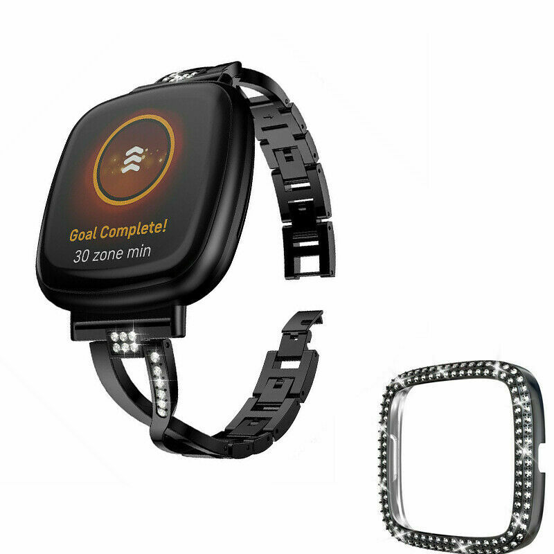 Women Crystal Classic Watch Band Strap Bracelet Case For Fitbit Versa 3 4 Sense2