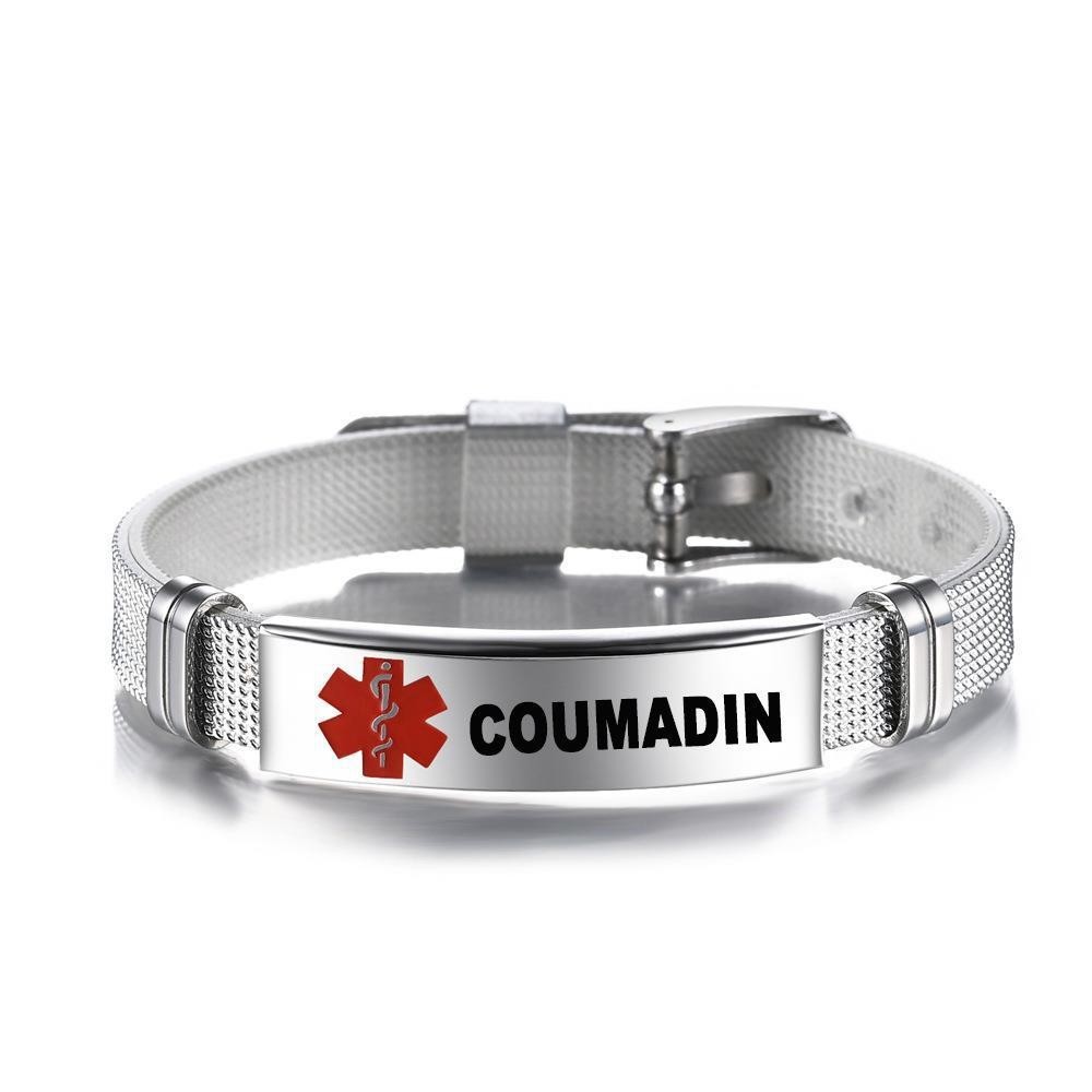Medical ID Bracelet Stainless Steel Snake Bracelet Silver Emergency Wristband