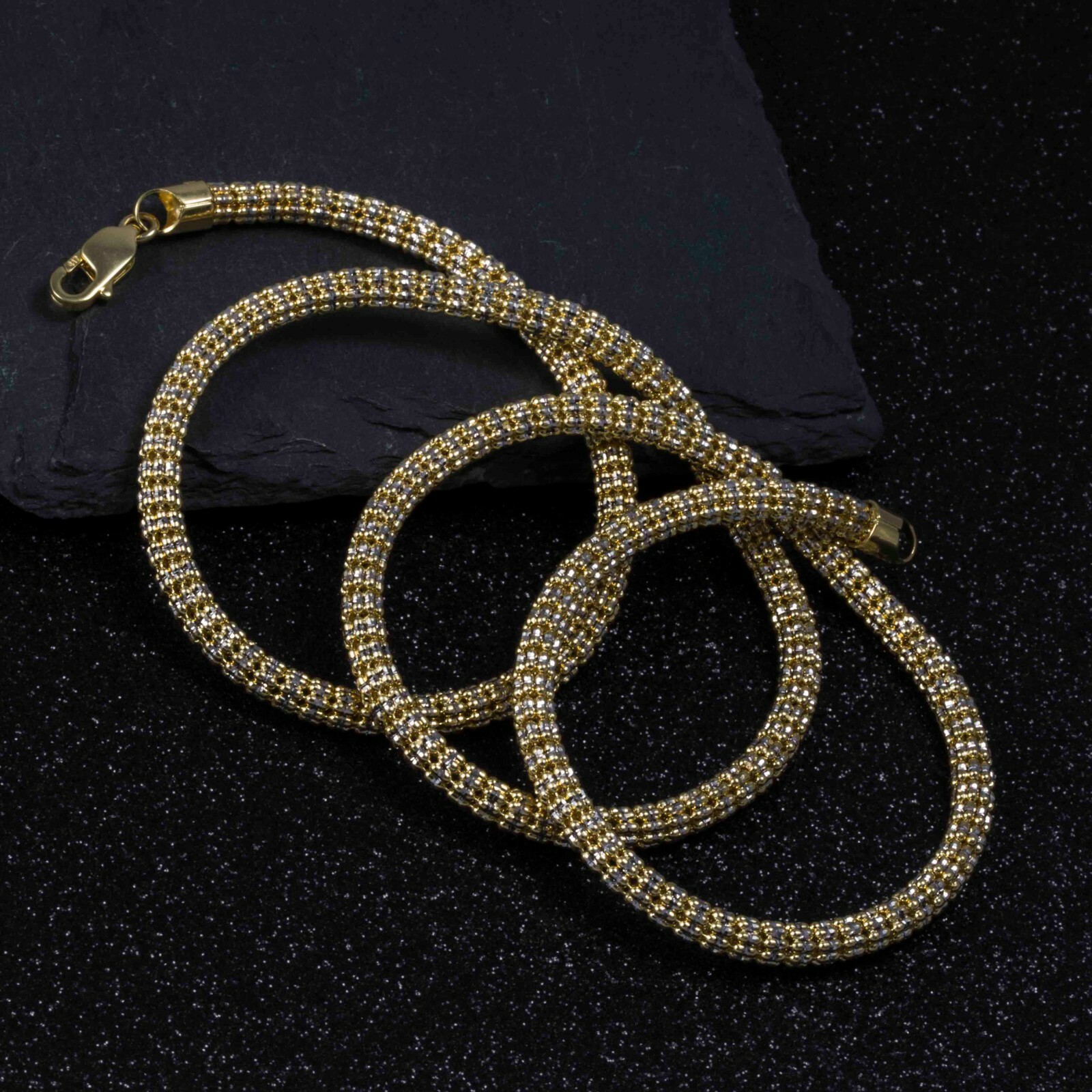 4.4mm Diamond Cut Iced Chain Link Chain Necklace Real 10K Yellow White Gold