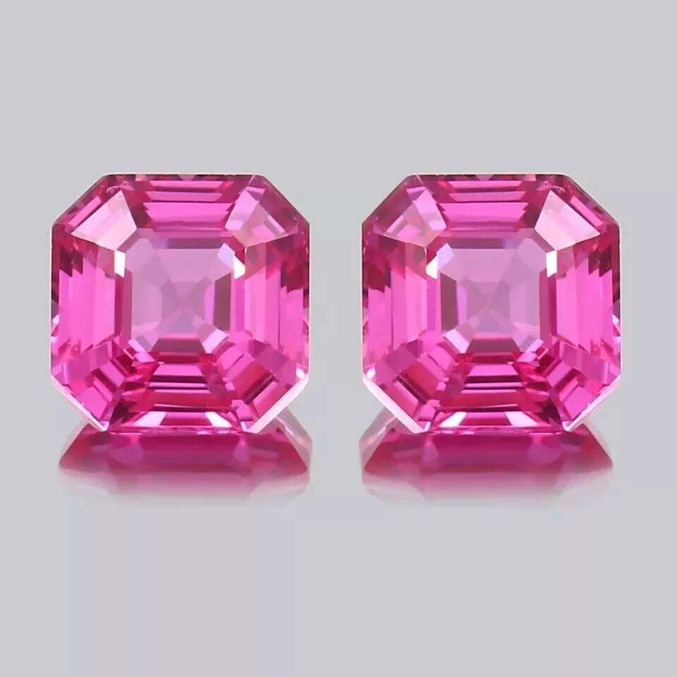 Flawless Natural Pink Sapphire Asscher 20 Ct 2 Pcs Pair Loose Gemstone Certified