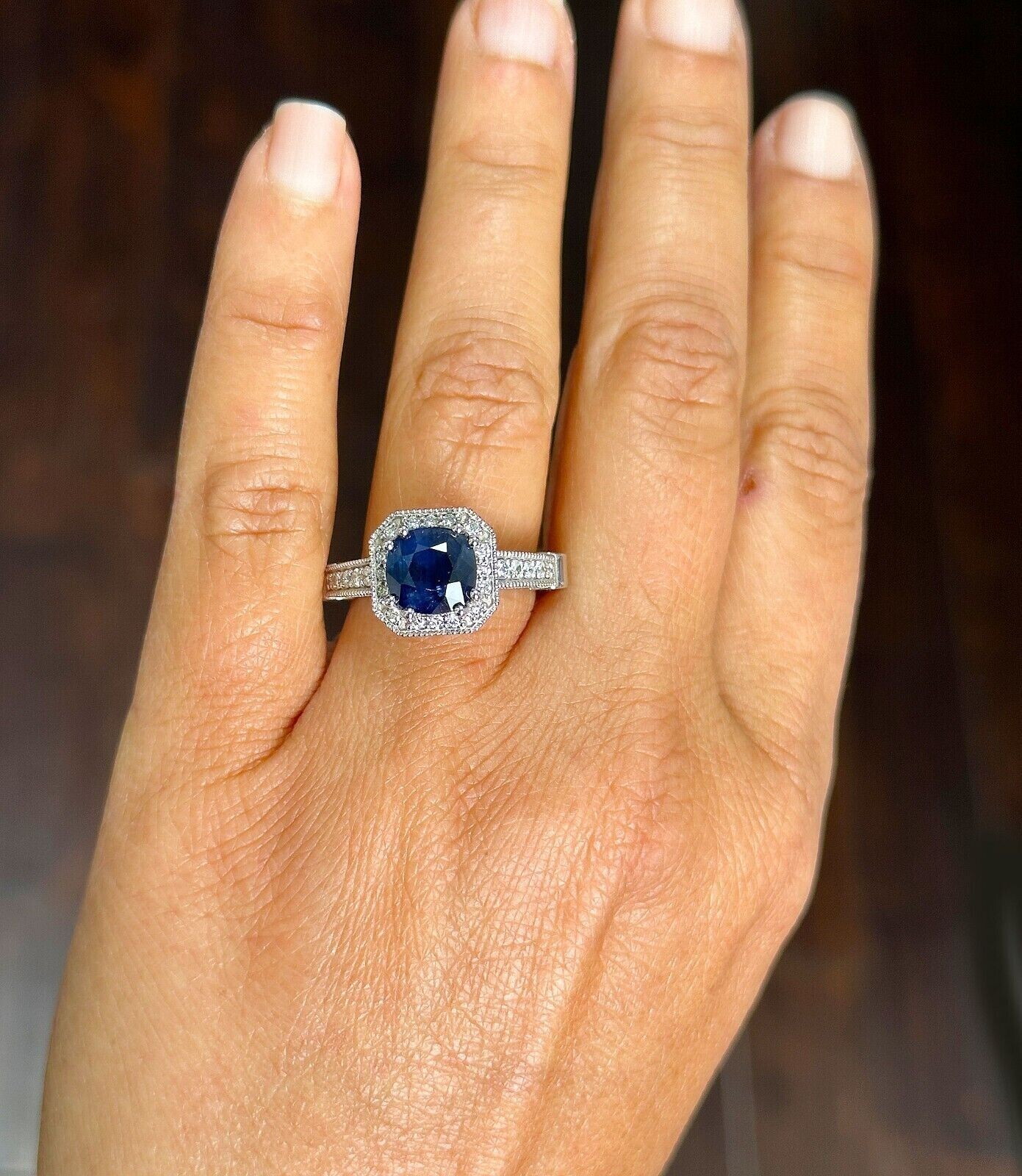 14k White Gold Plated In 2Ct Round Cut Simulated Sapphire Women’s Stunning Ring