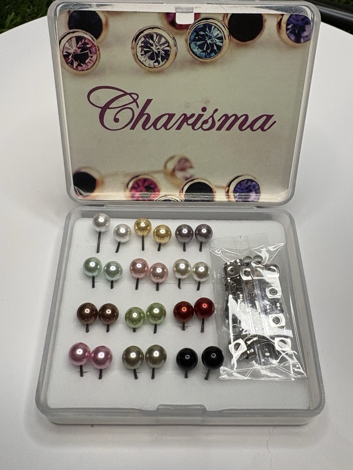 Charisma Pearl Stud Earrings Set 20 Pairs Multicolor Fashion Jewelry Gift Box