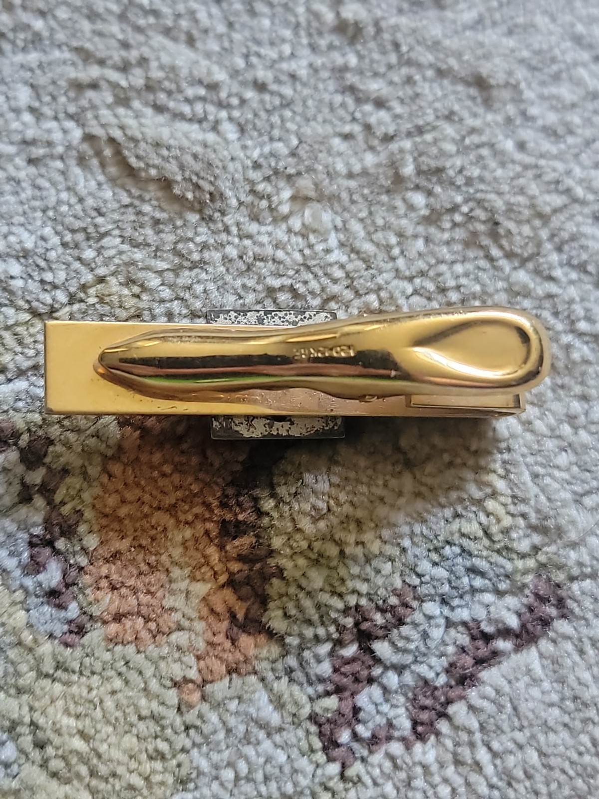 1.5″ Scott Neck Tie Bar 1/20 12K Gold Filled 10K Emblem & Diamond Front Plate