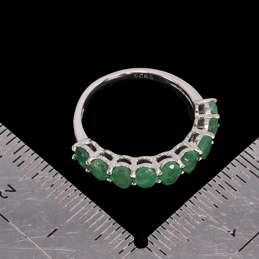925 Sterling Silver Ring Oval Emerald 4x3mm Natural Gemstone Jewelry Size 7