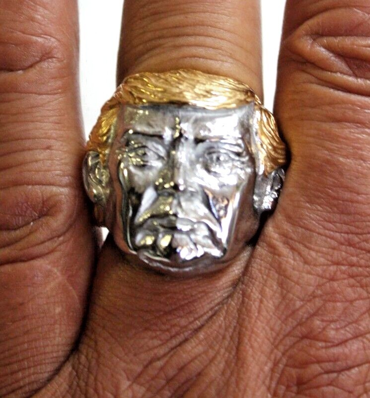 President – Donald Trump Gold Hair Ring, Stainless Steel, Size 7 thru 15