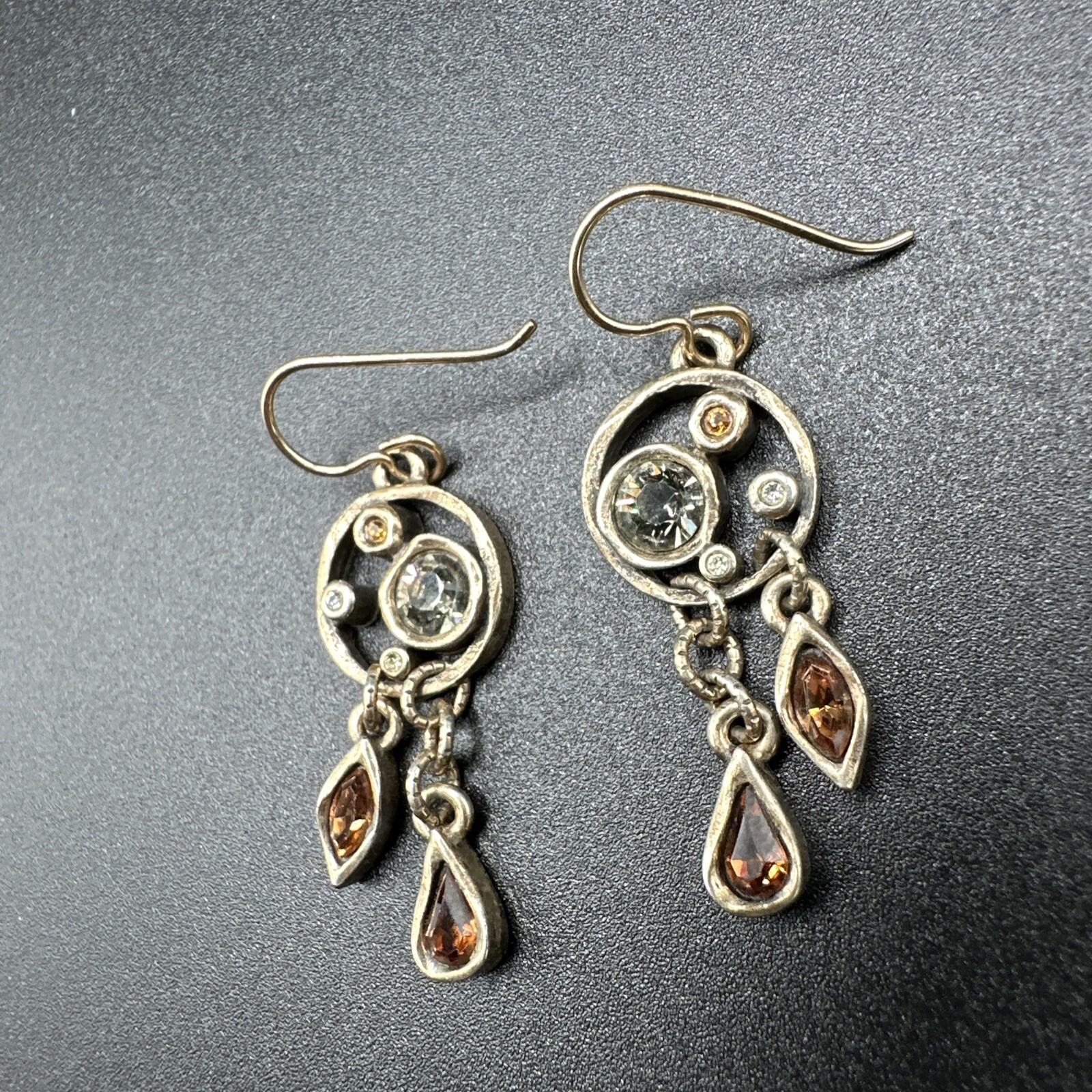 Patricia Locke Gold Tone Dangle Yellow Earrings J115