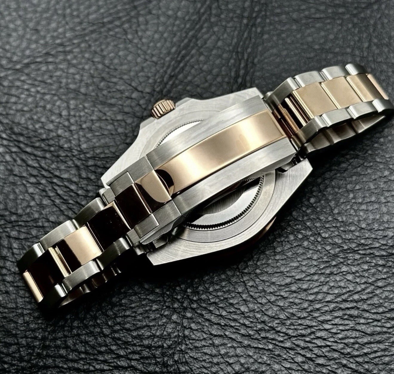 Custom 40mm “Root Beer” GMT Style Mod Watch Two Tone Rose Gold NH34 Automatic