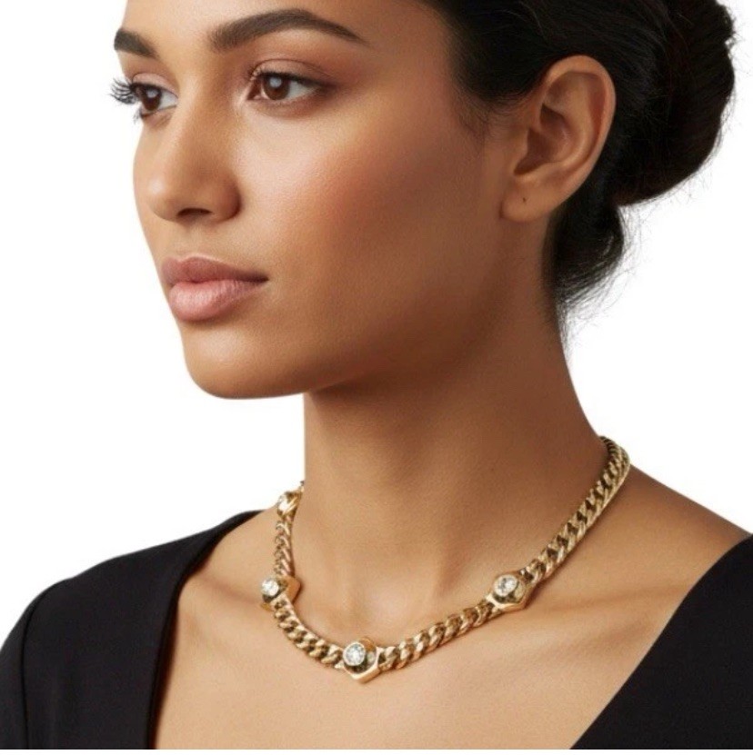 SWAROVSKI Numina Necklace Gold Tone White Crystal Adjustable Chain New + bag💕