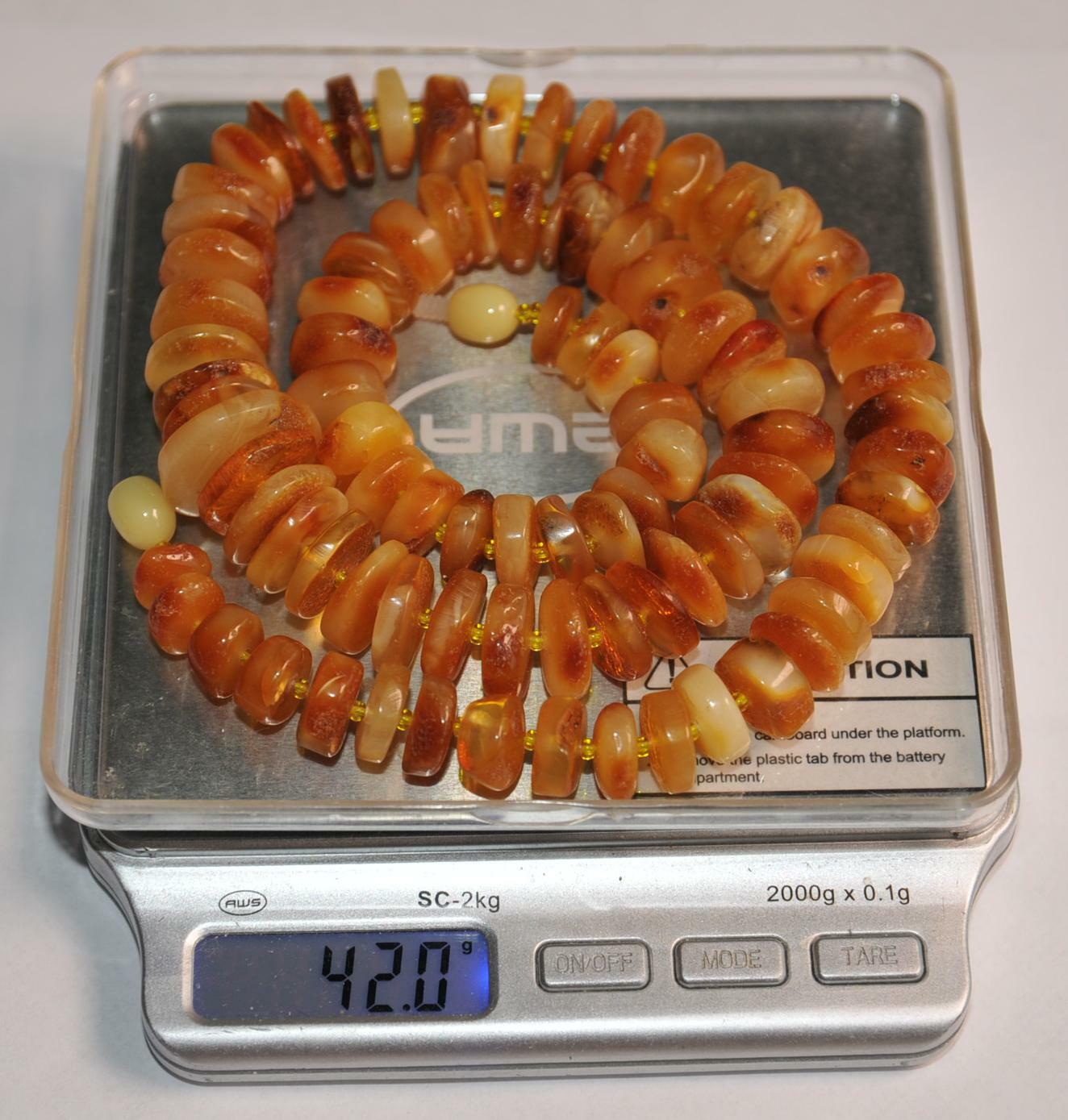 ✅51 cm =42gr RUSSIAN SOVIET BALTIC AMBER BEAD NECKLACE 琥珀 BRACELET STONE PENDANT