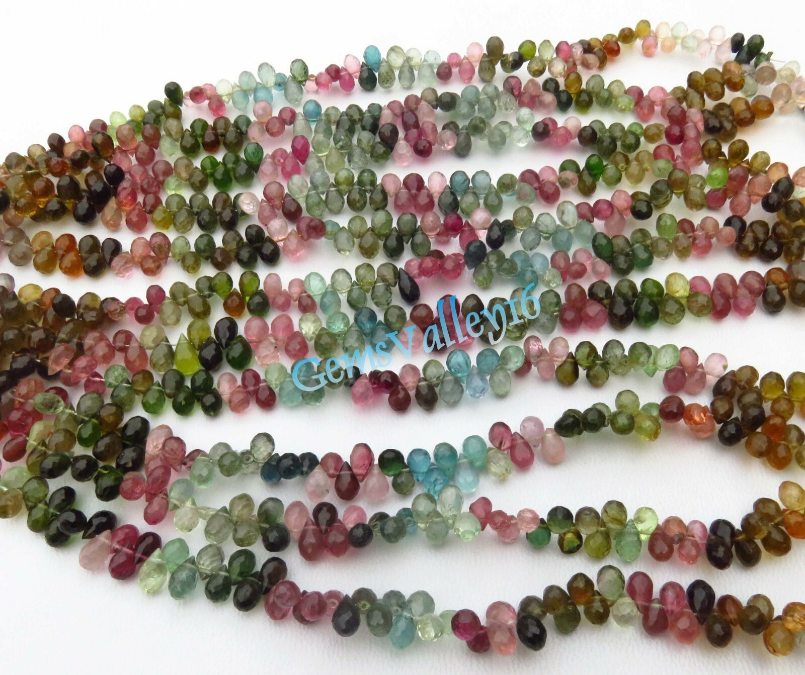 VARIATIONS~ Natural Multi Tourmaline Teardrop Faceted Gemstone Beads. GV-1265
