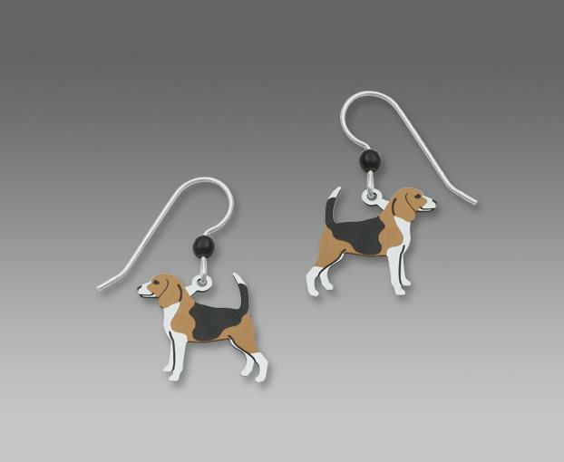 Sienna Sky Earrings Sterling Silver Hook Barney the Beagle Dog Handmade in USA