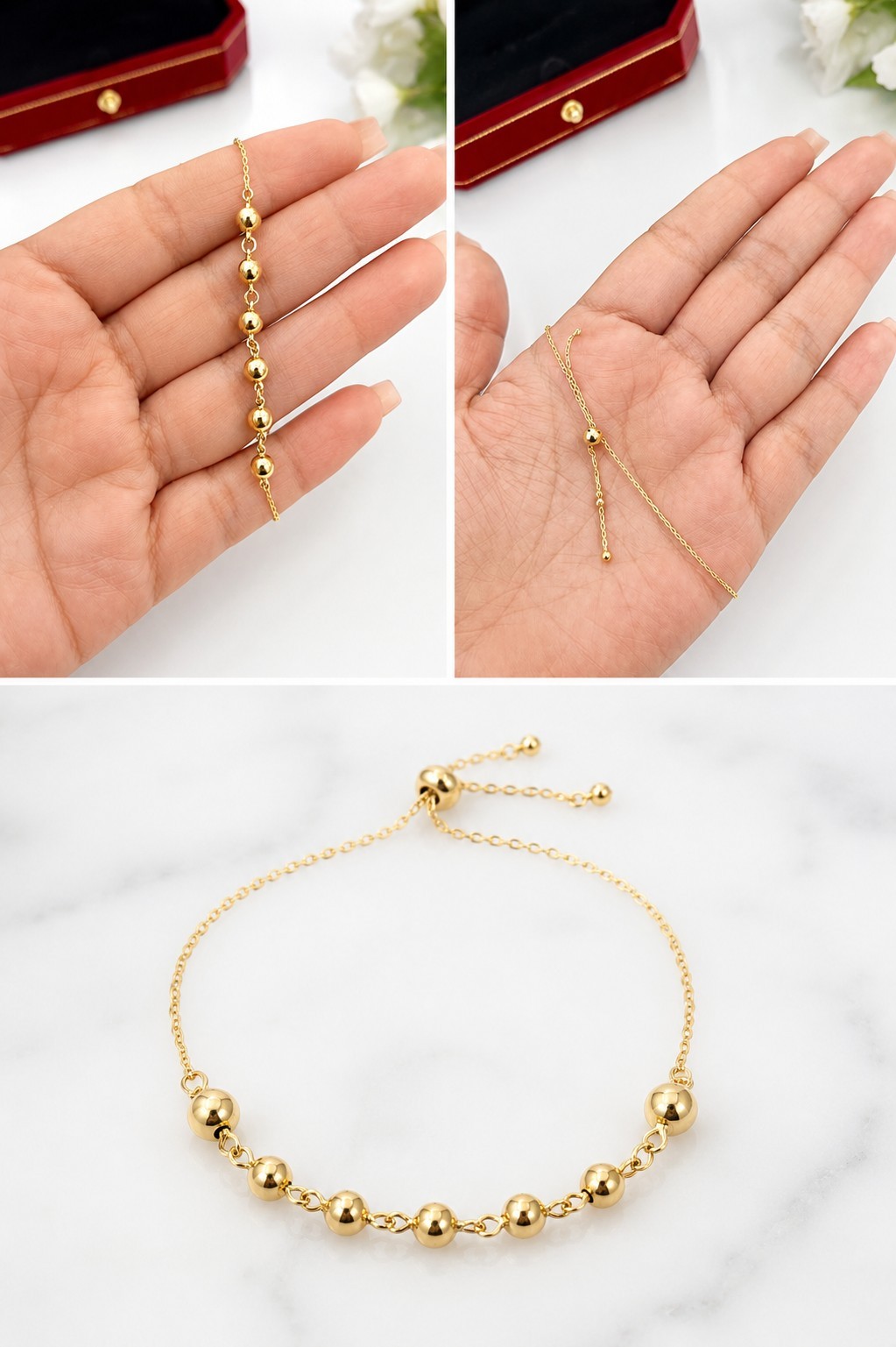 14K Gold Real ✨️ 💛 Beaded Bracelet