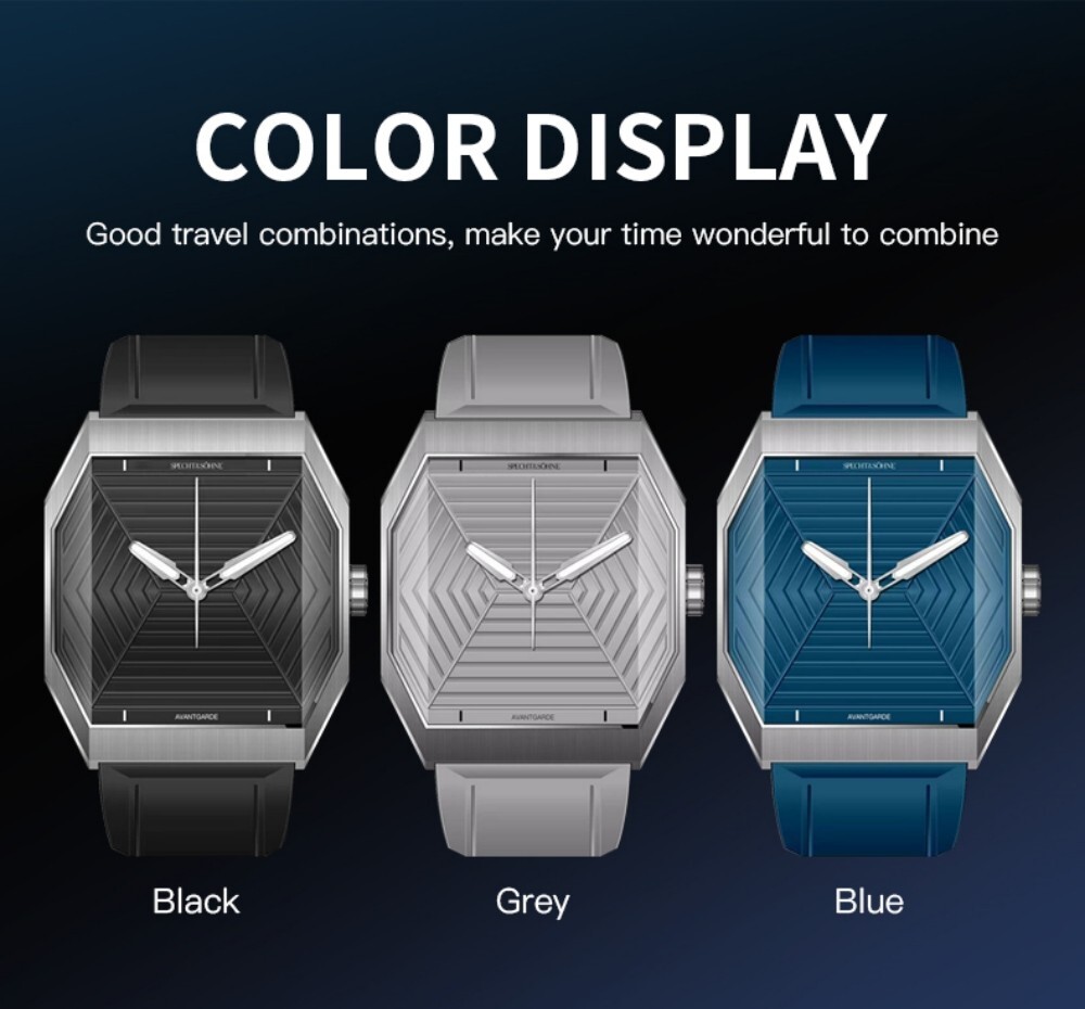 Men’s Quartz Octagon Watches Sapphire Glass Rubber Strap 50M Waterproof Luminous